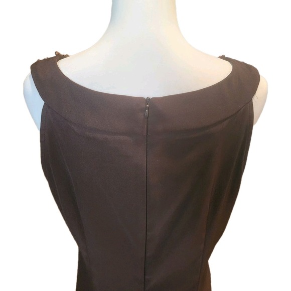 Connected Apparel Sheath Dress Womens 12 Brown Beaded Neckline Stretch Casual - Picture 5 of 10
